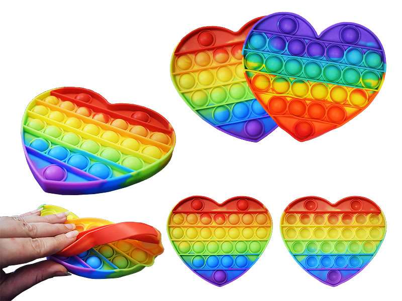Игрушка-антистресс силиконовая POP-IT, сердце, цвет радуга