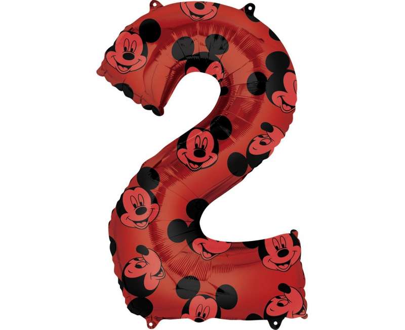 Folijas balons 66cm"Nr.2 Mickey Mouse" sarkans