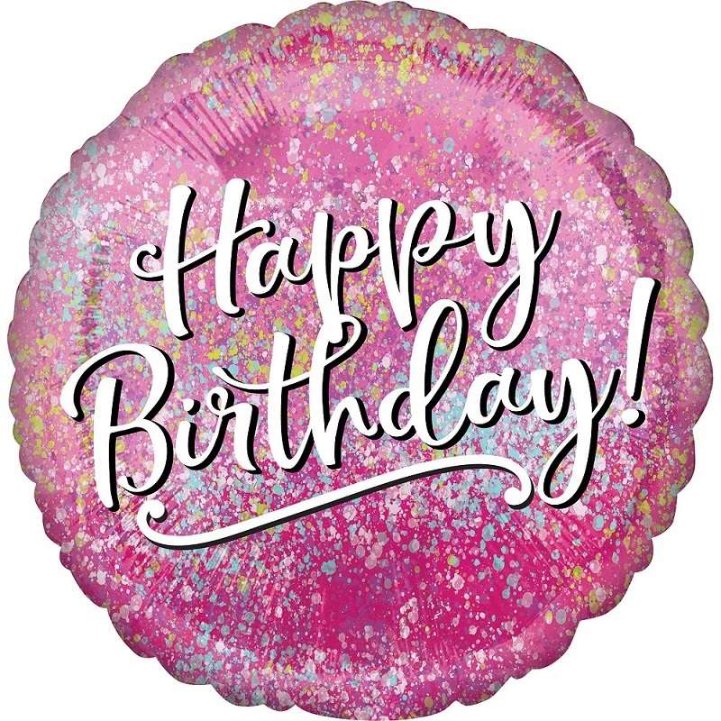 Folijas balons 17 ''Pink Fabulous Happy Birthday", apaļš