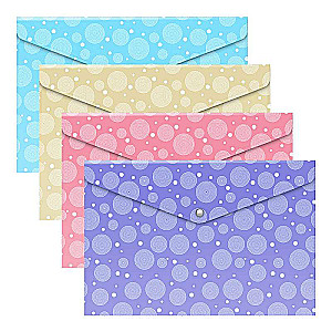 Mape-konvertā uz pogas plastmasas ErichKrause Pastel Dots, puscaurspīdīga, A4, assorti