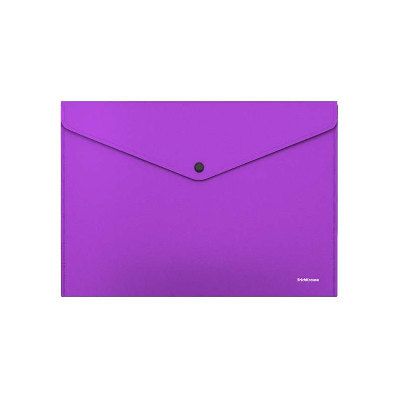 Папка-конверт на кнопке пластиковая ErichKrause Matt Vivid, непрозрачная, A4, фиолетовый