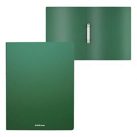 Папка на 2 кольцах пластиковая ErichKrause Matt Classic, 24мм, A4, зеленый