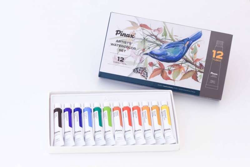 Akvareļu komplekts Pinax 12 krāsas 7,5 ml tūbiņās
