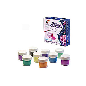 Akrila krāsas audumam, perlamutra 15ml x 9 krāsas