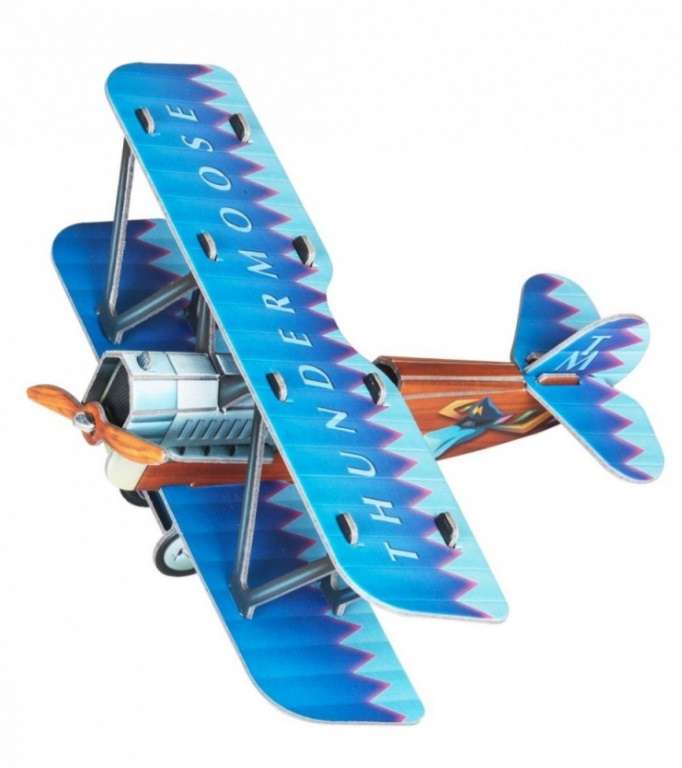 Сборная игрушка из картона - Самолетик (синий)