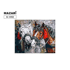 Glezna krāsošanai pēc numuriem uz koka 40x50 cm ZIRGI 2