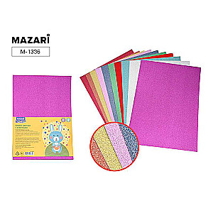 Krāsainās papīra komplekts ar spīdumiem 10 krāsas, 10 lappuses, formāts 210x297 mm