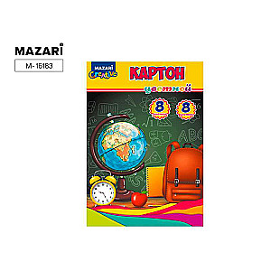 Krāsainā glancētā kartona komplekts, mapē, 8 l., 8 krāsas, A4