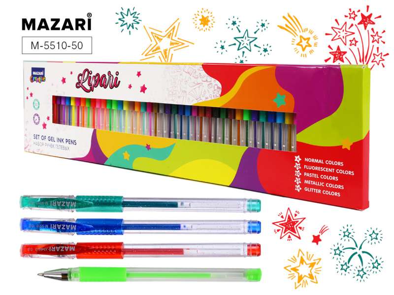 Gēla pildspalvu komplekts LIPARI, 50 krāsas