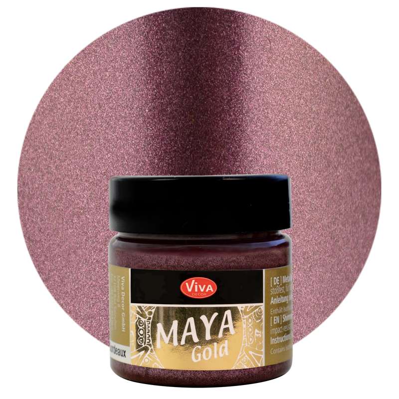 Mirdzoša metāliska krāsa VIVA Maya Gold 45ml-Bordeaux