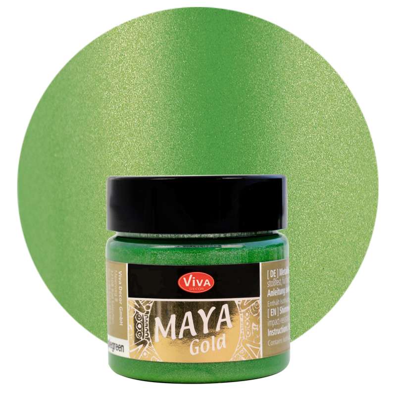 Mirdzoša metāliska krāsa VIVA Maya Gold 45ml-Apple Green
