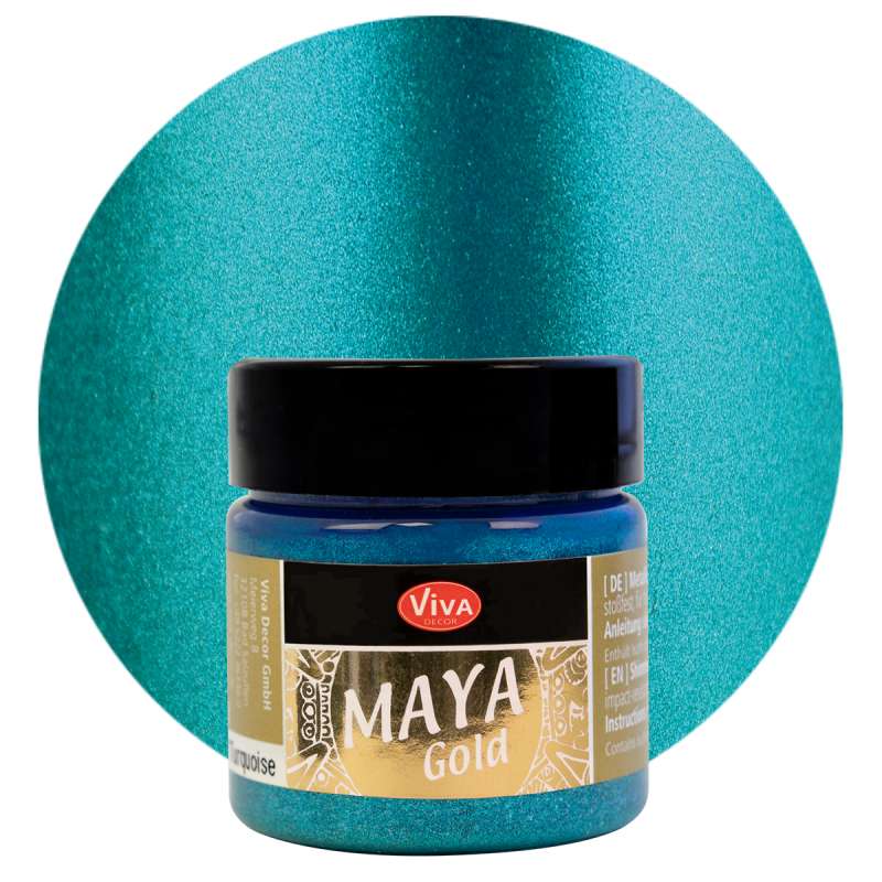Mirdzoša metāliska krāsa VIVA Maya Gold 45ml-Turquoise
