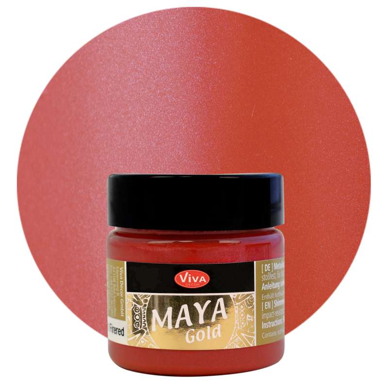 Mirdzoša metāliska krāsa VIVA Maya Gold 45ml-uguns sarkans
