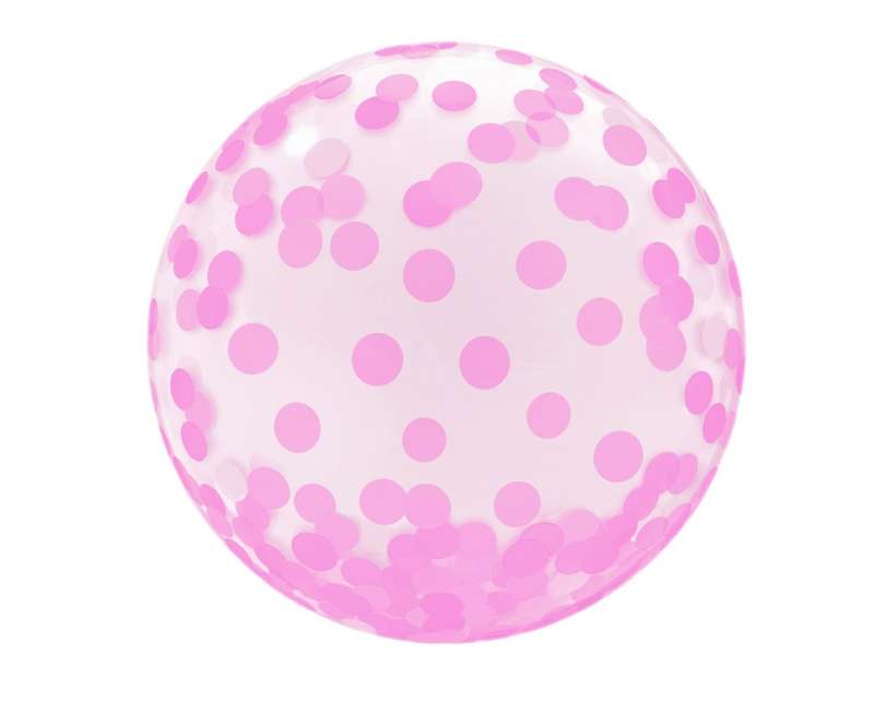 Follijas balons 18"caurspīdīgs Konfetti (rozā )