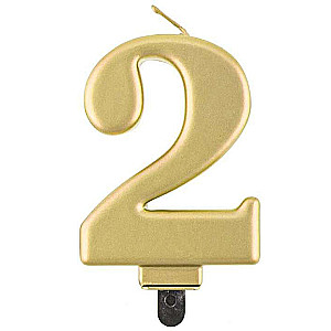 Svečs tortam "2" Zelta metāls 8,0 cm