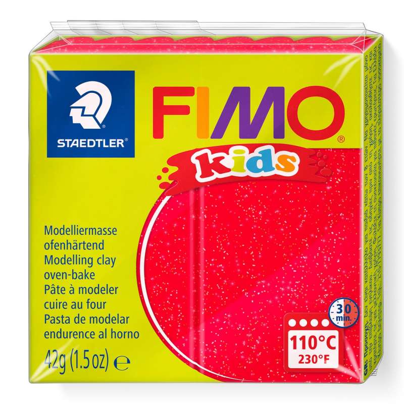 Полимерная глина FIMO KIDS, красный с глиттером