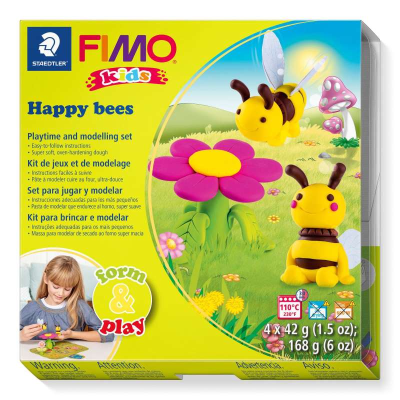 Набор полимерной глины для творчества FIMO "Bees", 4 цвета x 42г.
