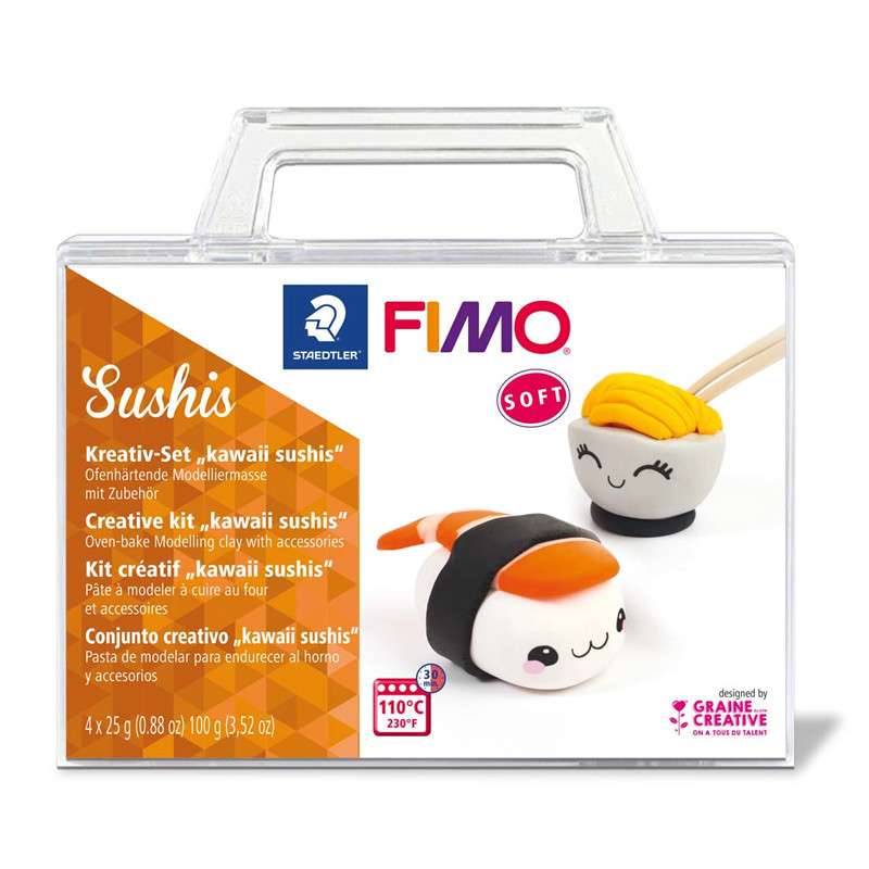 Набор полимерной глины для лепки FIMO "Sushi", 4 цвета