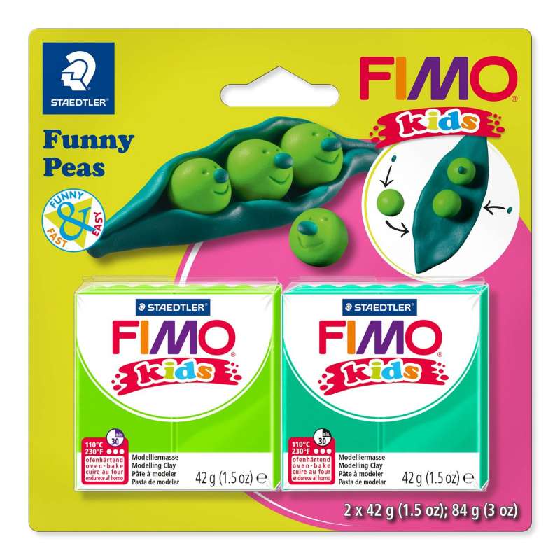 Набор полимерной глины для лепки FIMO " Fanny Peas", 2 цвета