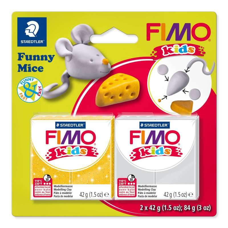 Набор полимерной глины для лепки FIMO " Mice", 2 цвета
