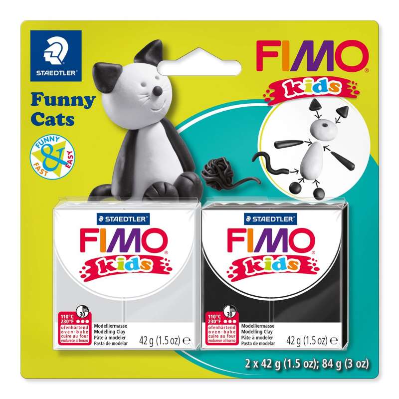 Набор полимерной глины для лепки FIMO "Cats", 2 цвета