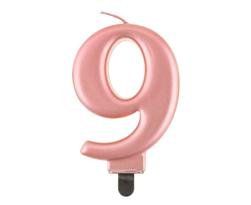 Свеча для торта "9" Розовый металлик 8,0см