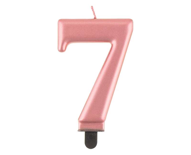 Svečs tortam "7" Rozā metāls 8,0cm