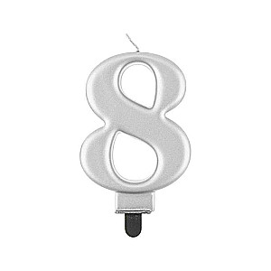 Svečs tortam 8 Sudraba metāls 8,0cm