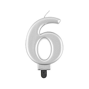 Svečs tortam 6 Sudraba metāls 8,0cm