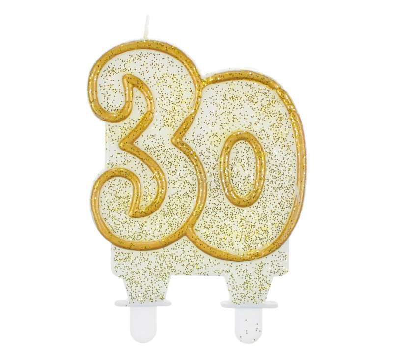 Svece tortei "30" gold outlaine