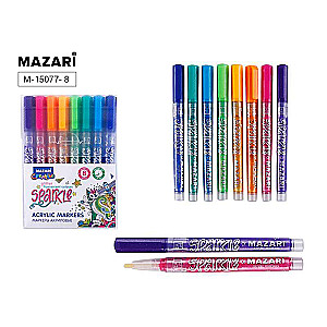 Marķieru un krāsu komplekts ar spīdumiem SPARKLE, 8 krāsas.
