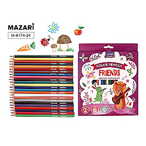 Krāsainie plastmasas zīmuļi FRIENDS, 24 krāsas.
