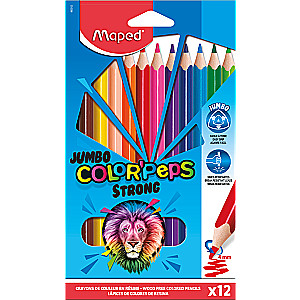 Krāsainie zīmuļi MAPED ColorPeps Jumbo Strong 12 krāsas