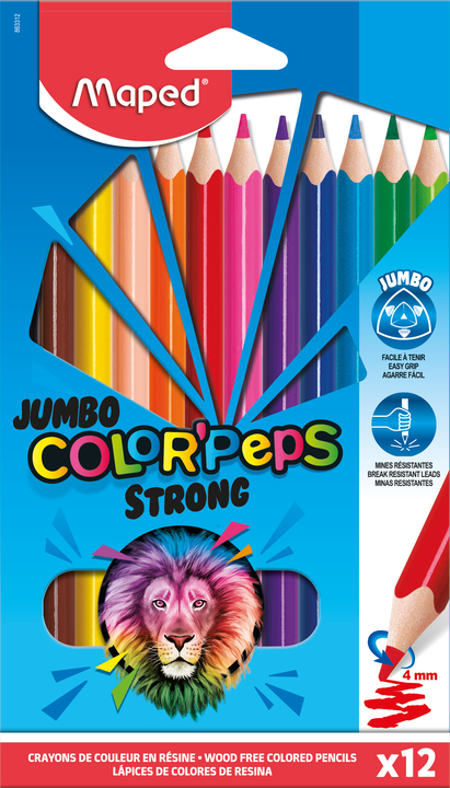 Zīmuļkrāsas 12rk. MAPED Color Peps JUMBO Strong
