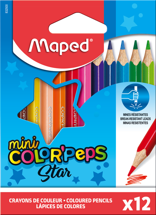 Krāsainie zīmuļi MAPED ColorPeps Mini 12krāsas