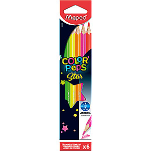 Krāsainie zīmuļi MAPED ColorPeps Fluo, 6 krāsas