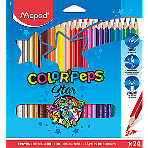 Krāsainie zīmuļi MAPED ColorPeps, 24 krāsas