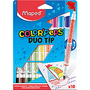 Flomasteri MAPED Duo Tip ,10 krāsas