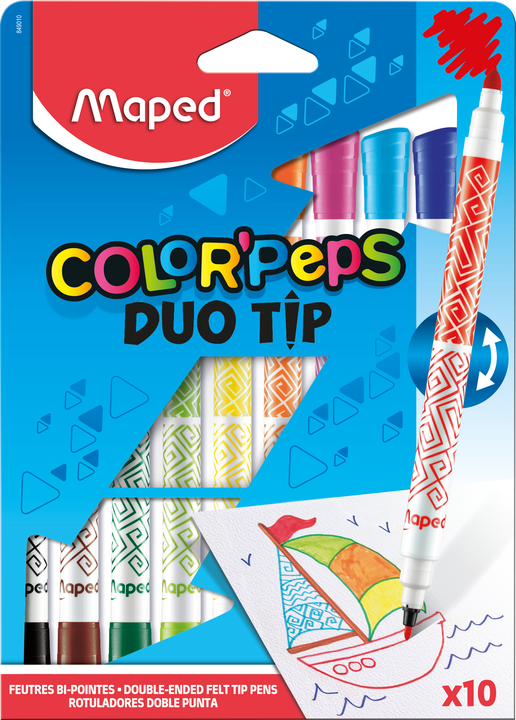 Flomasteri MAPED Duo Tip ,10 krāsas