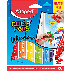 Colorpeps Window flomāsteri 6 krāsas + mikrošķiedras drāniņa