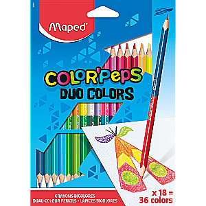 Krāsainie zīmuļi MAPED ColorPeps DUO 18 gabali