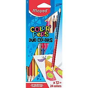 Krāsainie zīmuļi MAPED Color'Peps Duo, 12 krāsas