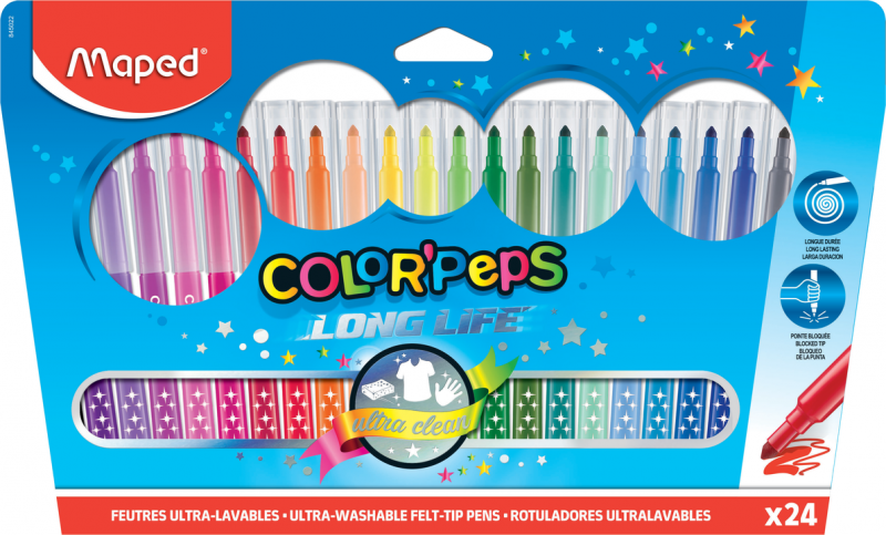 Фломастеры MAPED Color Peps, 24 цветов.