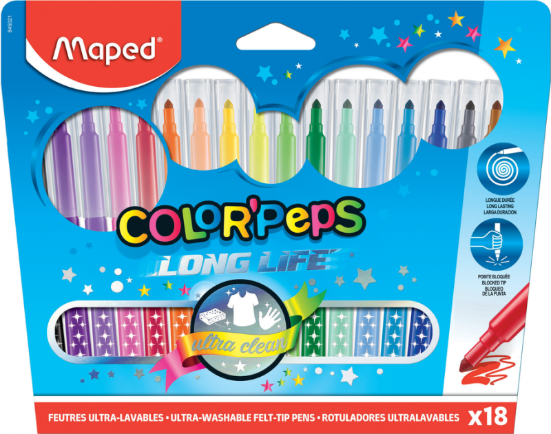 Flomāsteri  MAPED Color Peps 18 krāsas