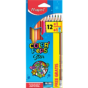 Zīmuļkrāsas MAPED ColorPeps 12kr.+HB+1asin.