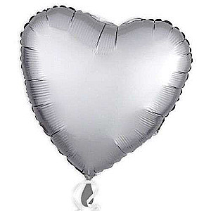 Folijas balons Sirds sudrabs metālisks 17