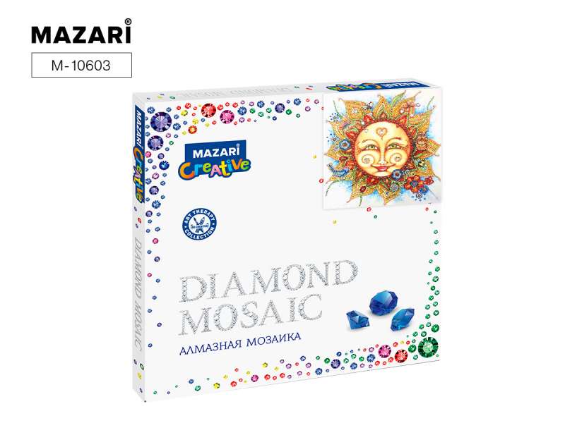 Dimanta mozaīka 30x30 cm SAULIŅŠ, 1 dizains, dažādu izmēru akmeņi