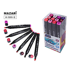 Divpusējie FANTASIA skiču marķieri, 12 krāsas, Berries colors (ogulāju krāsas)