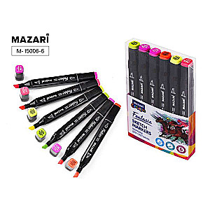 Divpusējie FANTASIA skiču marķieri, 6 krāsas, fluorescējošas krāsas