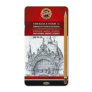 Koh-I-Noor ART 1502 12 gab. melnā grafīta zīmuļu komplekts